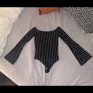 Off Shoulder Striped Bodysuit